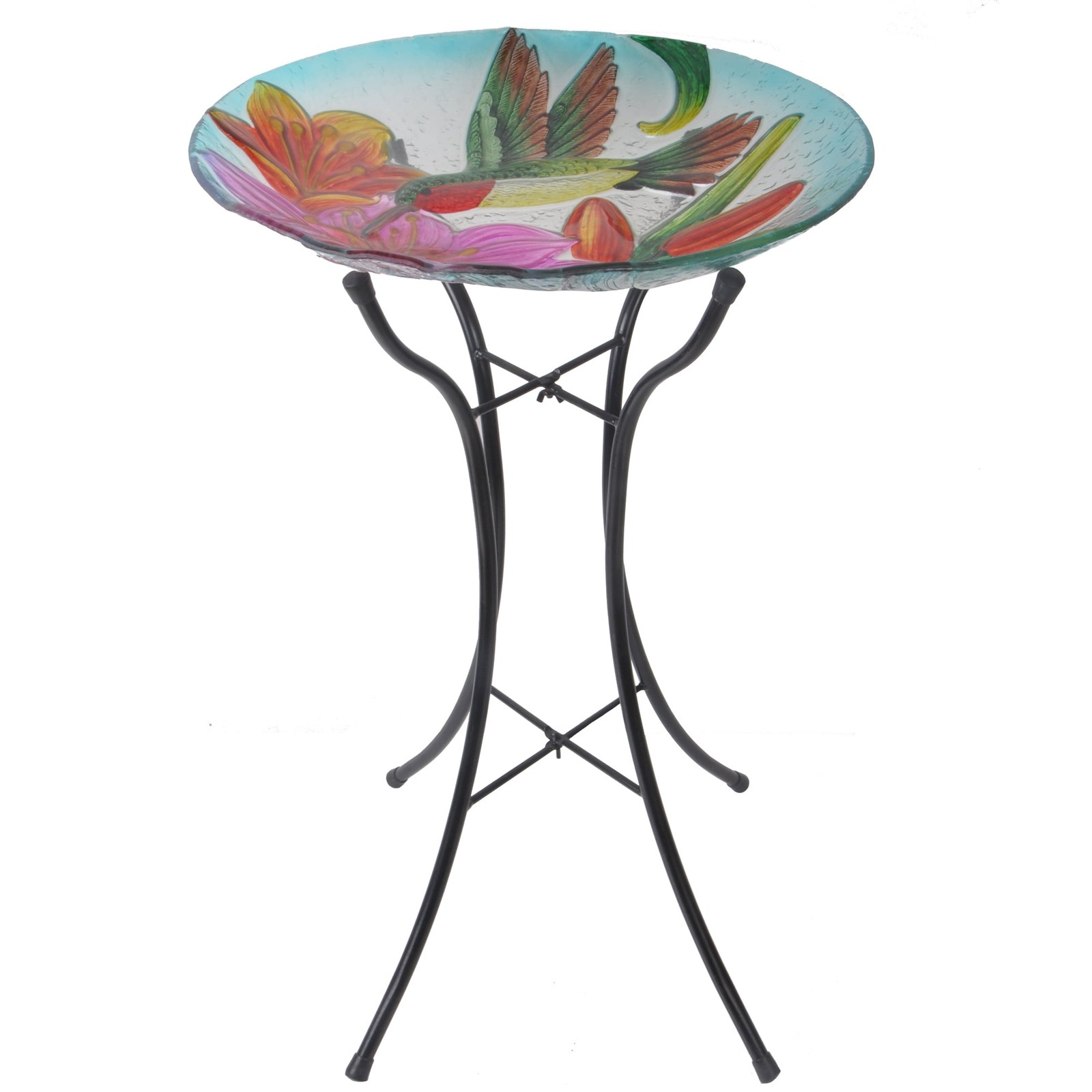 Hummingbird Fusion Glass Bird Bath - 18 Inch
