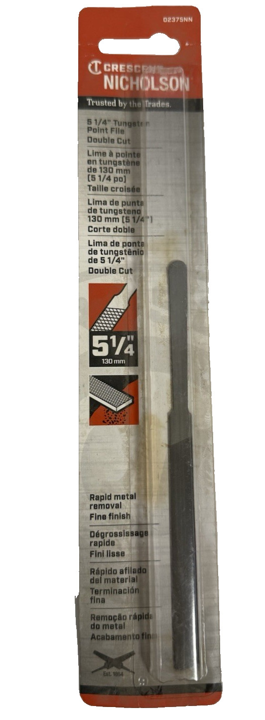Nicholson Tungsten Point File, Double Cut, 5-1/4 In.