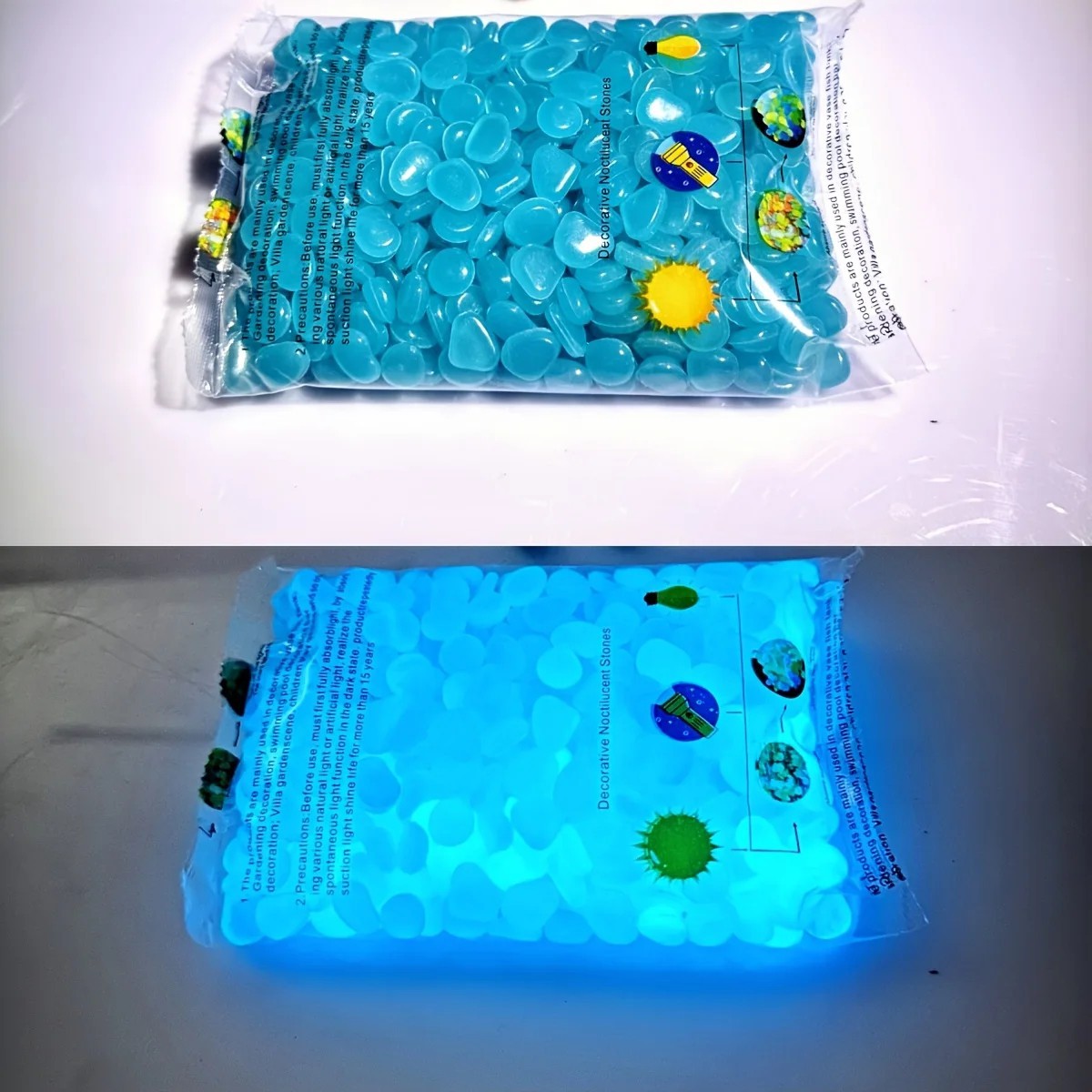 Glowing Pebbles for Fish Tank - 100 Pieces Luminous Garden R...