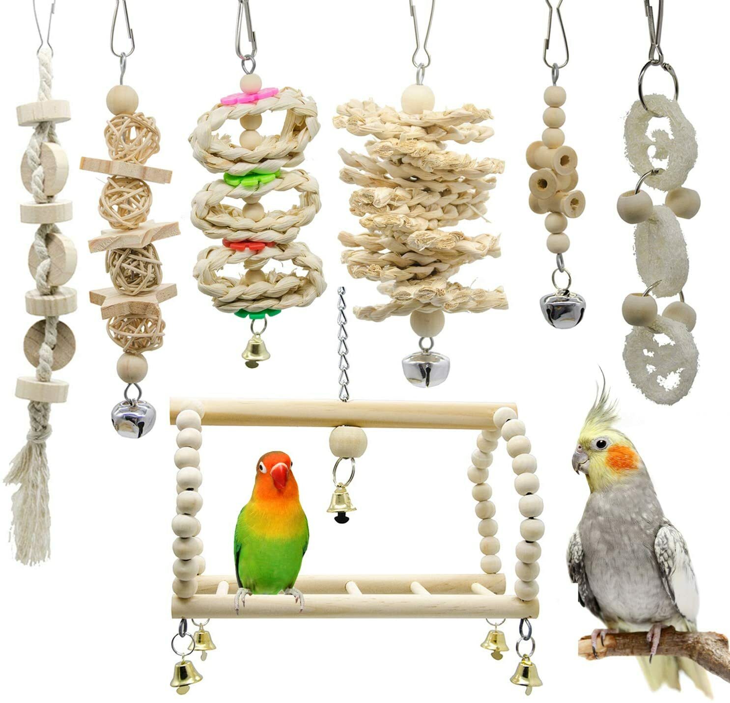 Pet Bird Parrot Swing Chewing Toys - Hanging Bell Cage Toys...