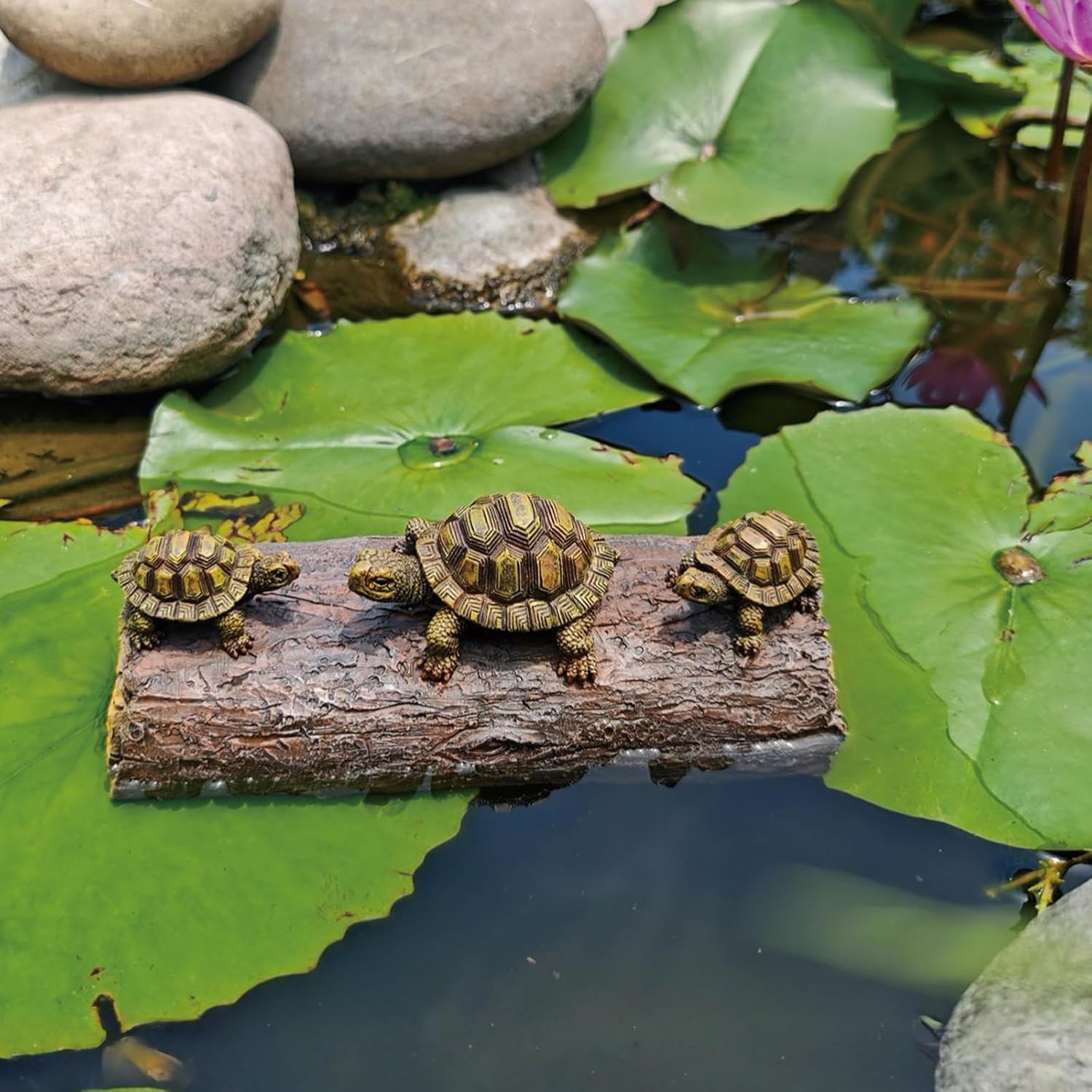 Realistic Green Resin Turtle Float Pond Decor for Outdoor Po...