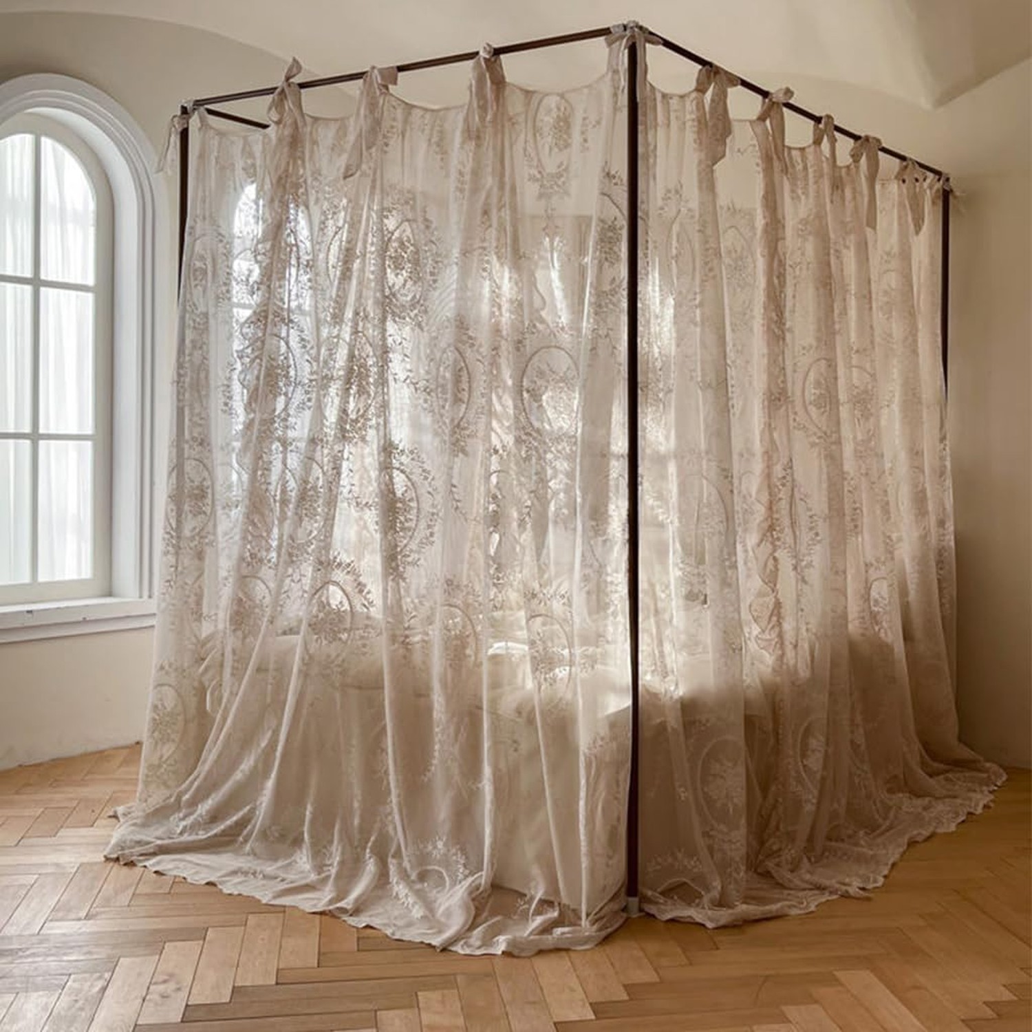 Elegant Lace Princess 4-Corner Post Mosquito Net Bed Canopy...