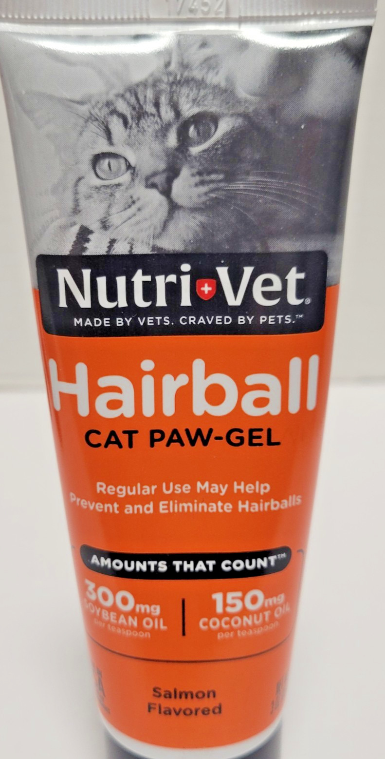 Nutri-Vet Hairball Paw Gel Cat Remedy Kitten 3 oz Salmon Fla...