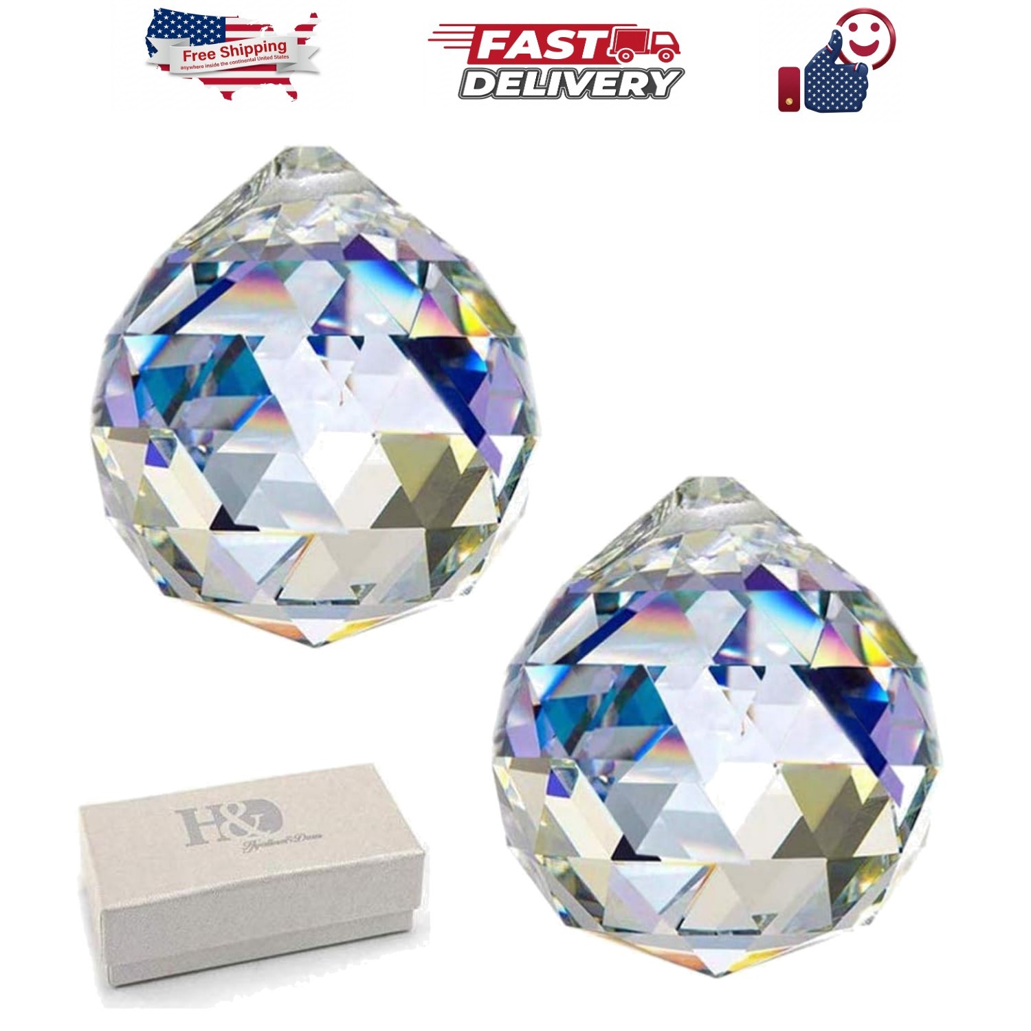Glass Crystal Prism Ball Pendant Suncatcher Rainbow Maker Ha...