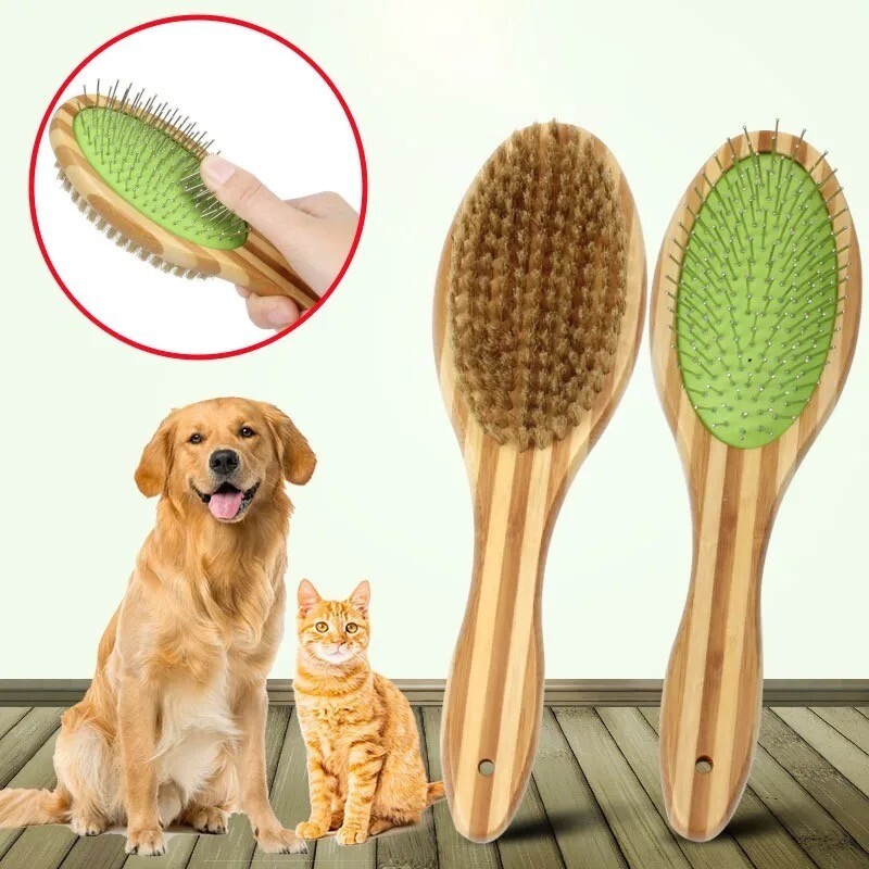 Double Side Bristle Pet Hair Brush for Cats & Dogs