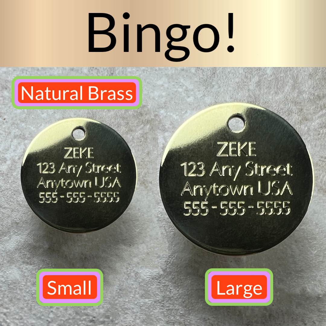 Natural Brass Personalized Dog Collar Tags - Custom Engraved...