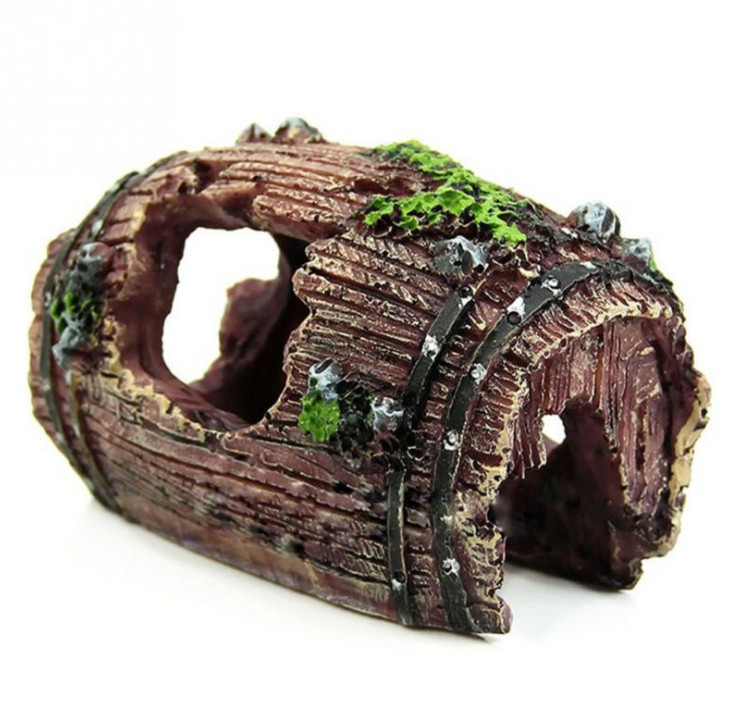 Resin Barrel Ornament for Aquarium Caves Decoration