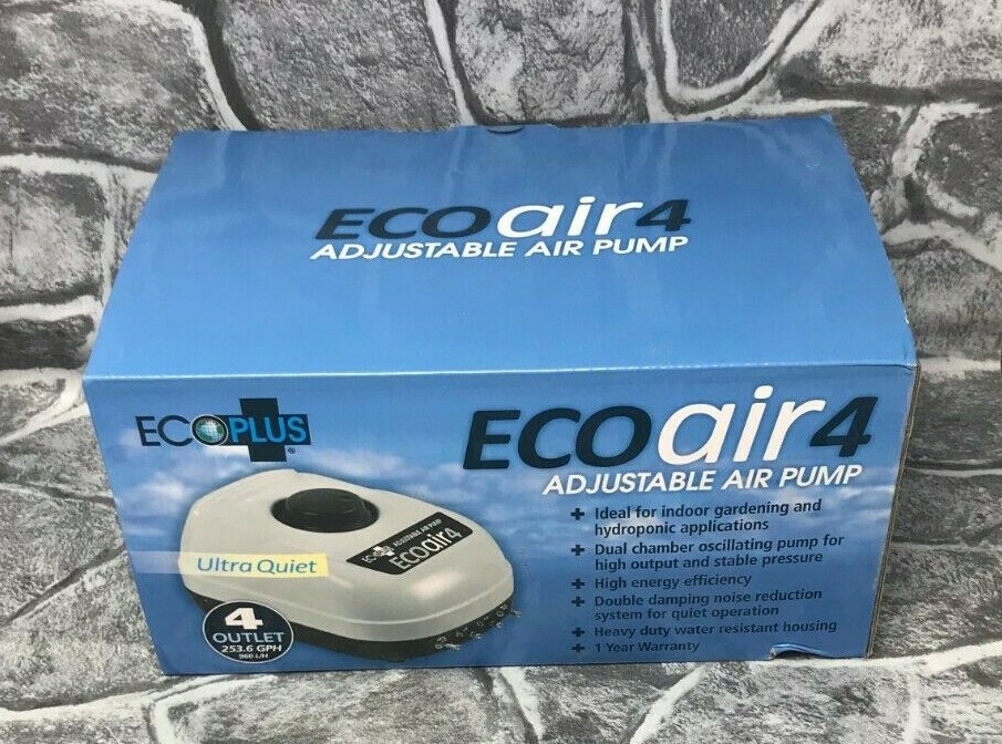EcoAir4 Hydroponic Air Pump - 4 Outlets - 6.5 Watt - 253 GPH
