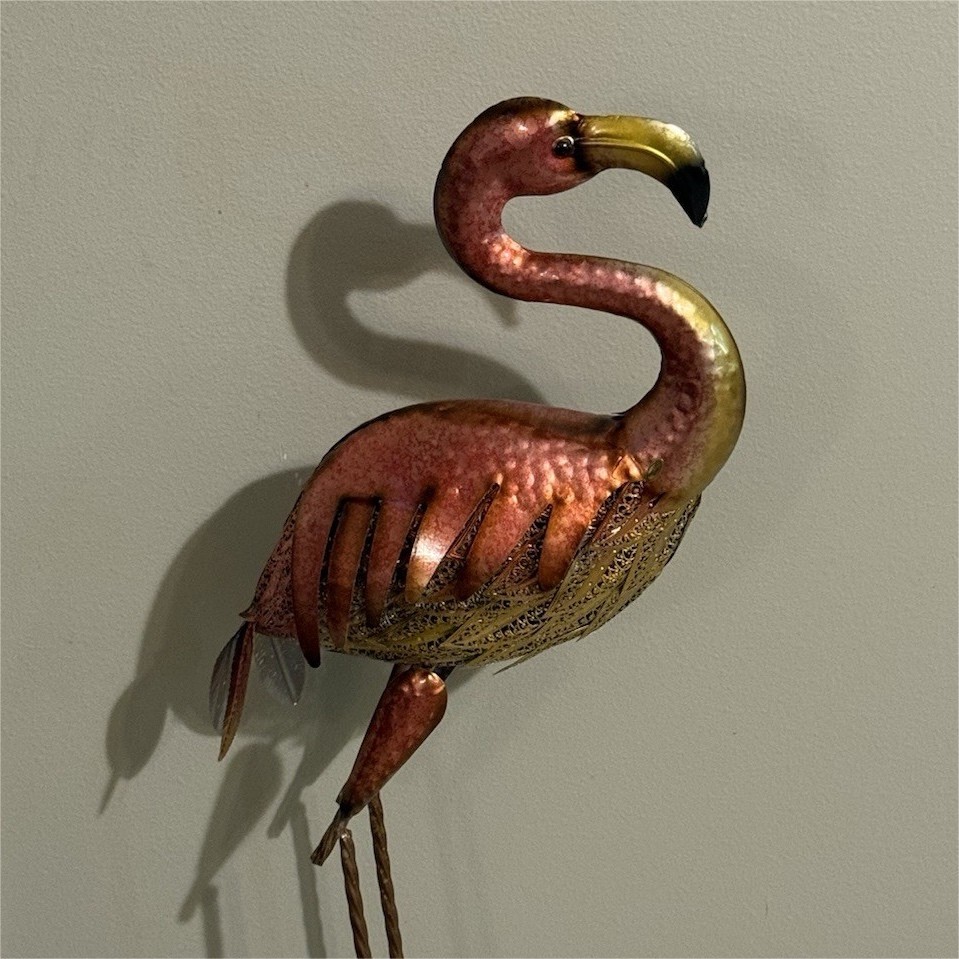 Pink Flamingo Garden Statue (12" x 6")