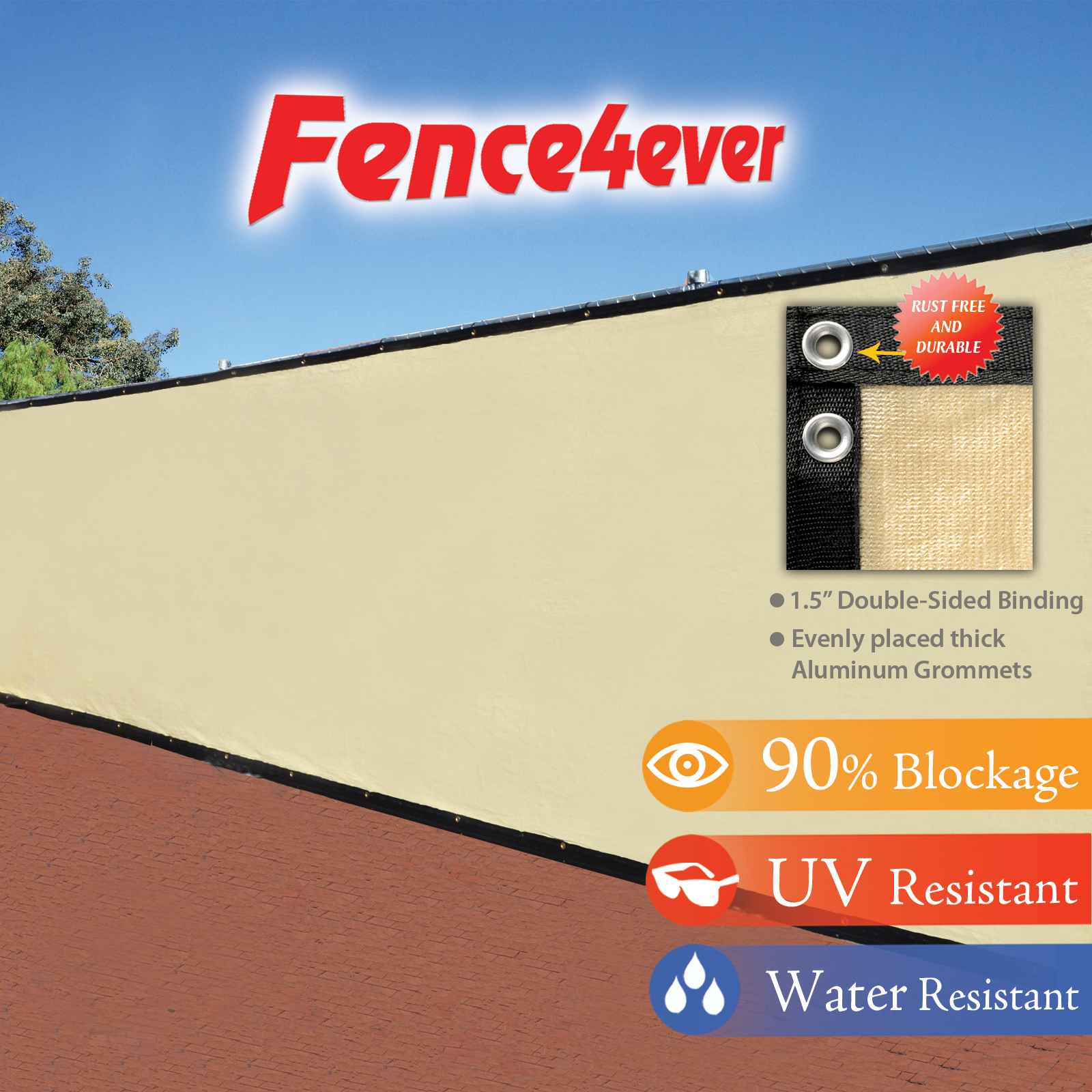 Tan Beige Outdoor Windscreen Mesh Screen Cover - 6'x50' Priv...