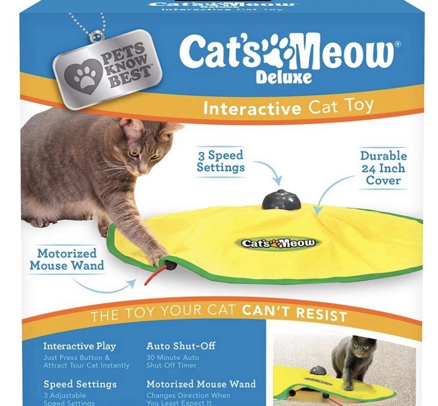 Cat's Meow Motorized Chaser Cat Toy With Mouse, 3 Speeds, 24...