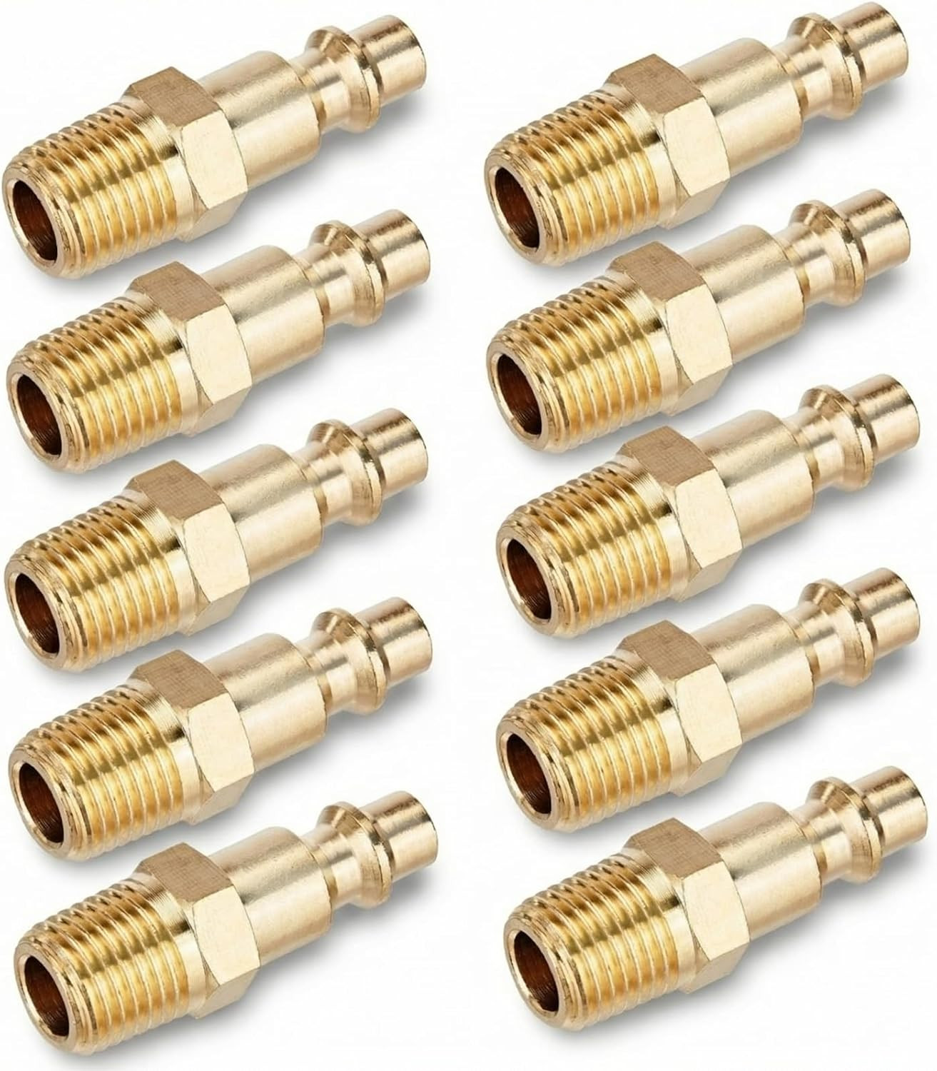 Brass Air Hose Fittings 10pc 1/4" NPT Male Industrial Quick...