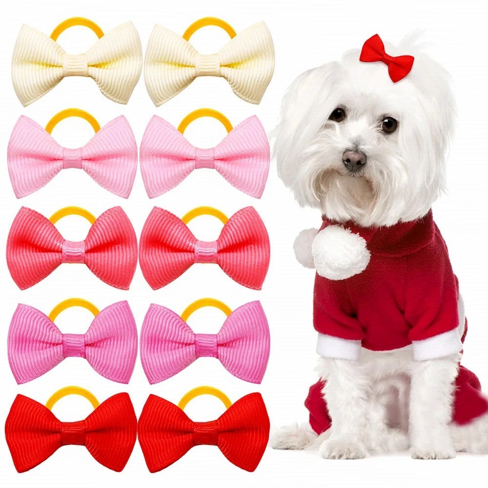 Handmade Puppy Hair Accessories - Small Dog Bows Set (50 Pie...