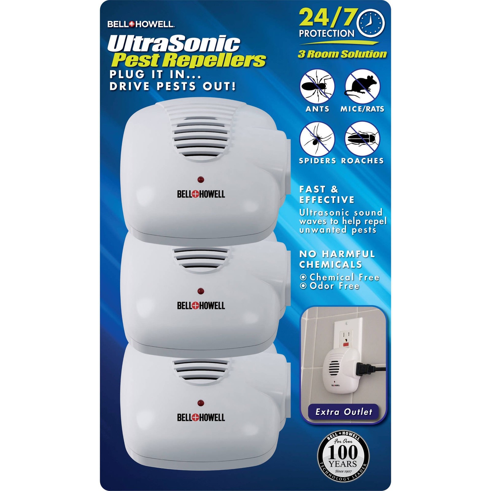 Bell & Howell Ultrasonic Pest Repellers - 3 Pack