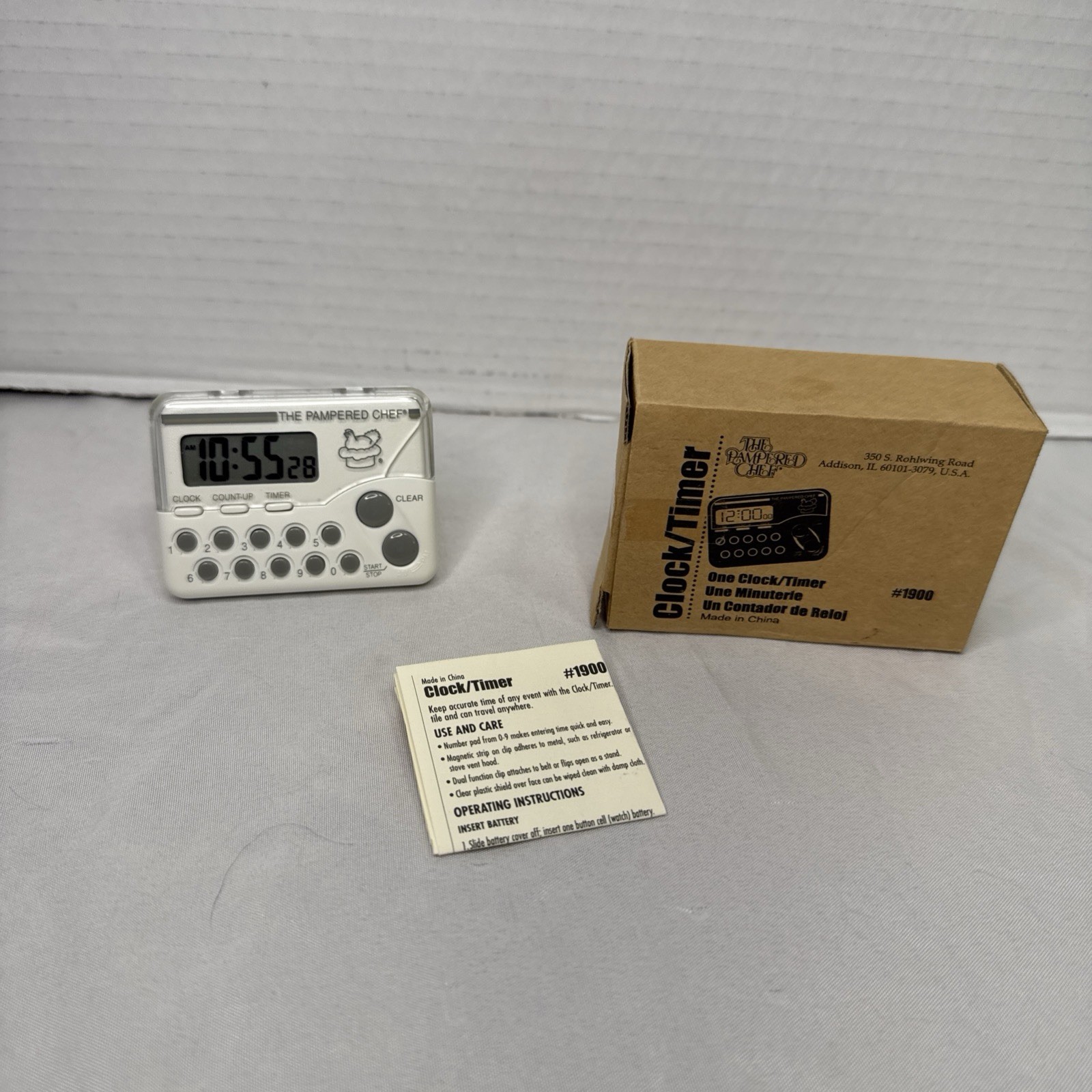 Pampered Chef Digital Clock Timer Model #1900 Magnetic Clip