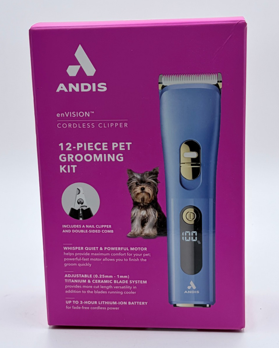 Andis EnVision Cordless Dog Clipper Kit - 12 Piece Grooming...