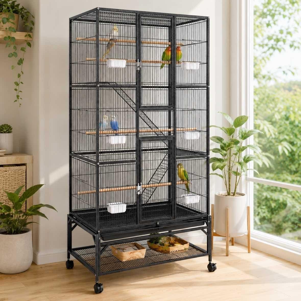 Metal Aviary Bird Cage for Parakeet Macaw Parrot Budgies Lov...