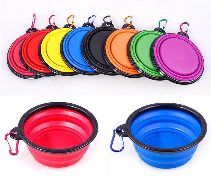 Silicone Dog Cat Feeding Bowls - Collapsible & Portable (Sma...