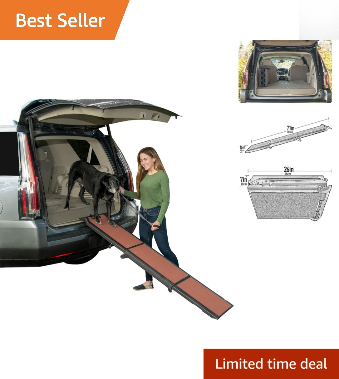 Chocolate Pet Ramp - Tri-Fold Design for Dogs & Cats