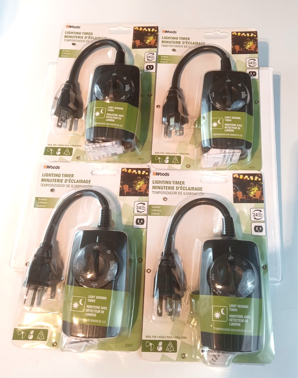 Woods Brand Weatherproof Timers - Lot of 4, Outdoor Timers