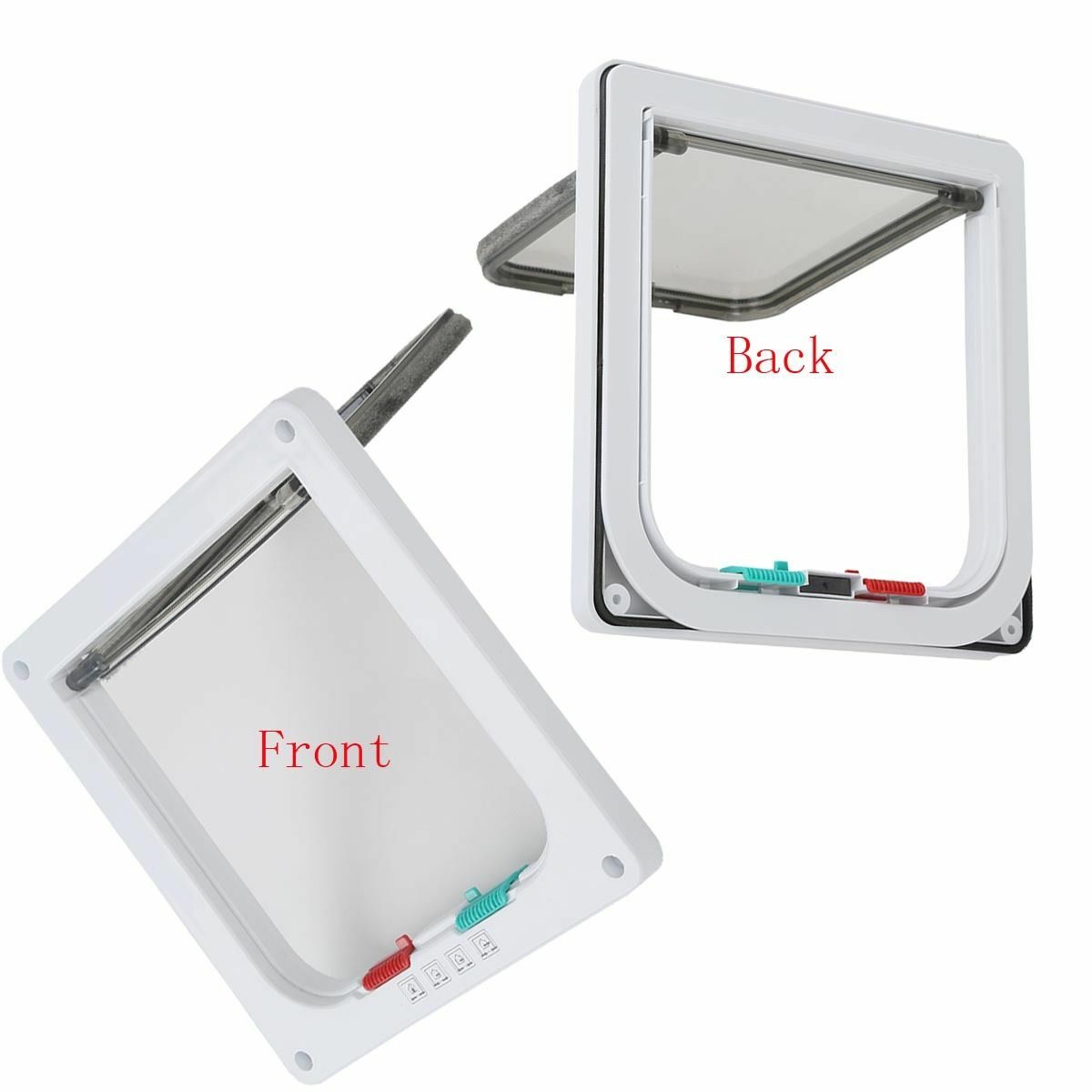 Magnetic Lockable Dog Cat Pet Flap Door, White, 4-Way, 12lb