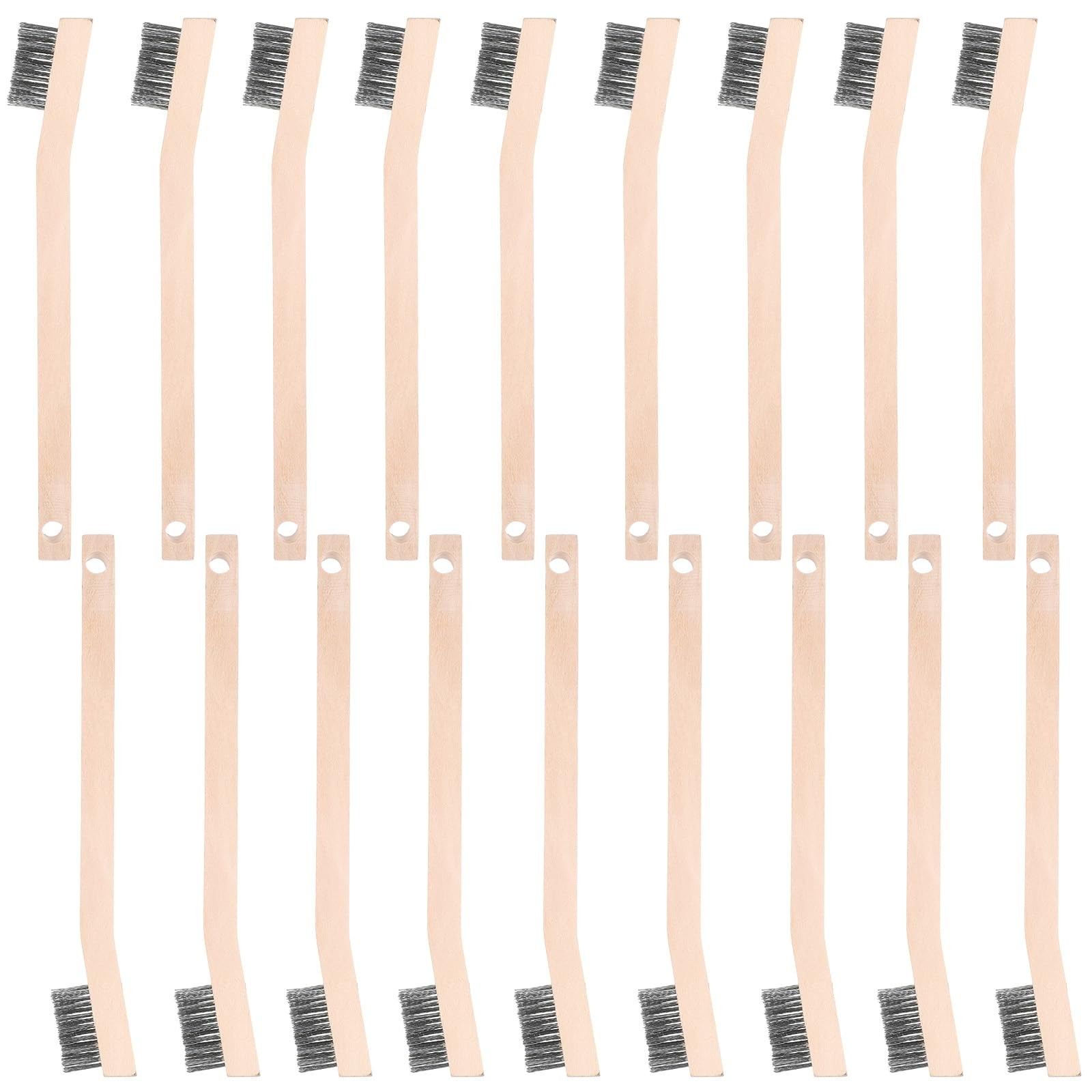 Stainless Steel Wire Scratch Brush With Wood Handle, 18 Pack...