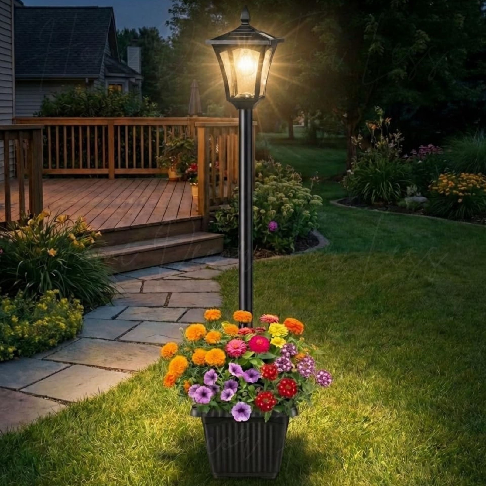Solar Lamp Post Planter Outdoor Garden Light - 76 Inch Patio...