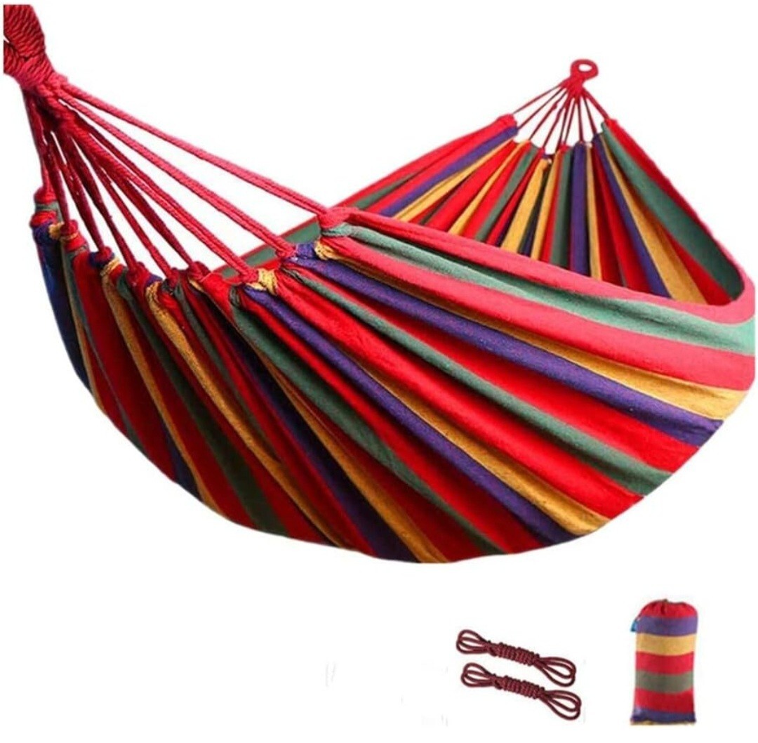 Traditional Cotton Hammock Swing | Camping Canvas | Outdoors