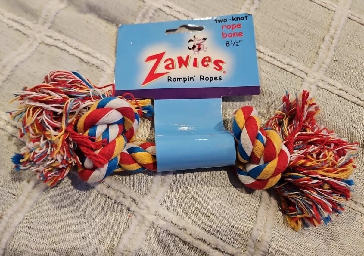 Zanies Rompin' Ropes Bone Toy Dog, 8-1/2" Two Knot Design