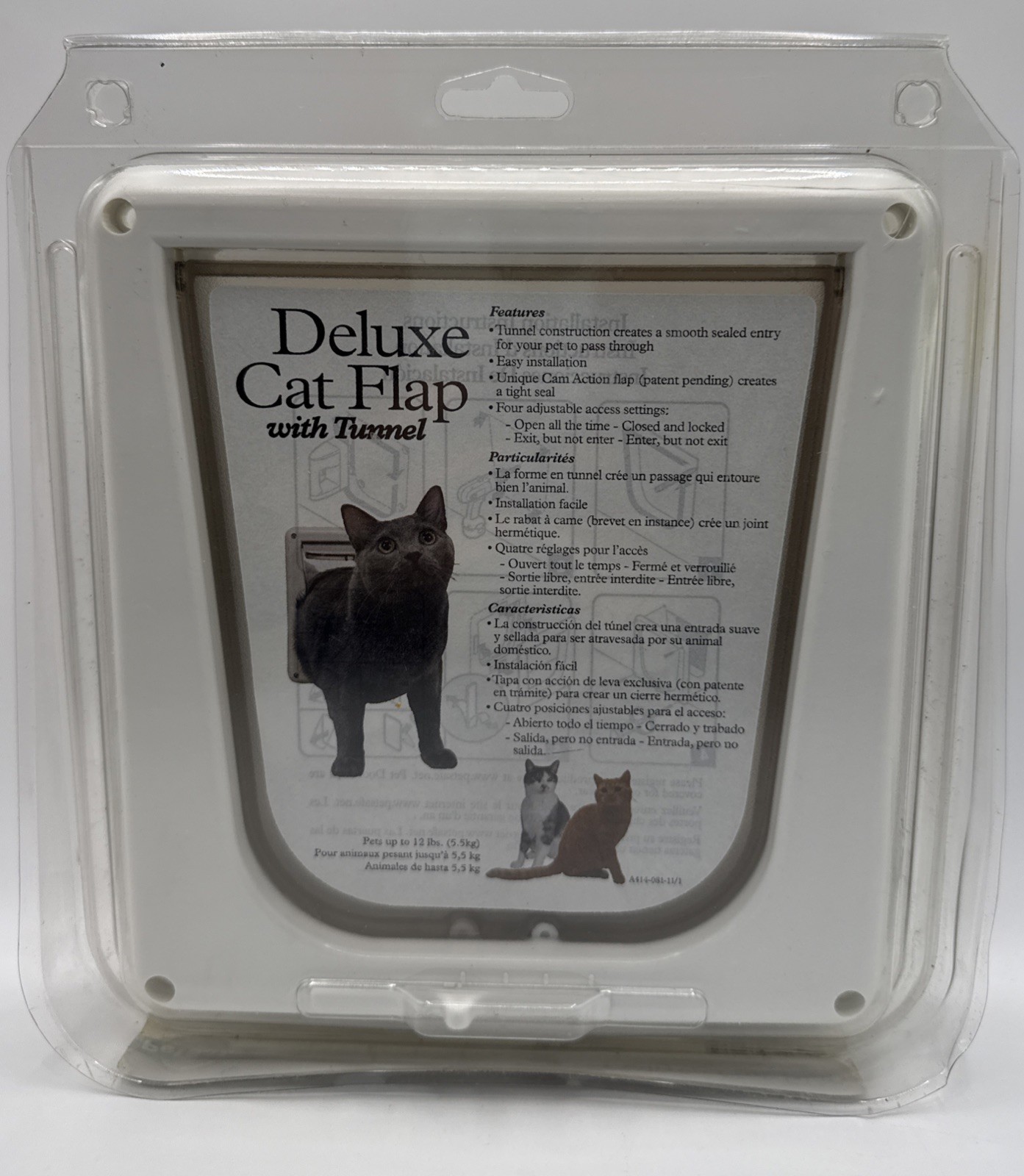 Deluxe 4-Way Locking Cat Flap Door with Tunnel for Pets Up t...