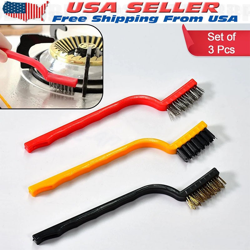 Mini Brass Stainless Steel Wire Brush Set - Cleaning & Rust...