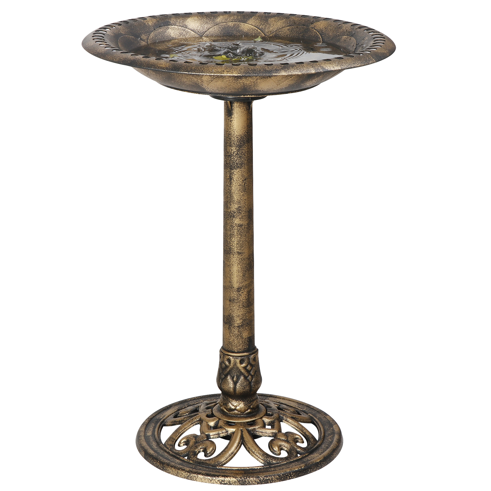 Antique Bronze Resin Outdoor Garden Bird Bath 28" H, Weather...