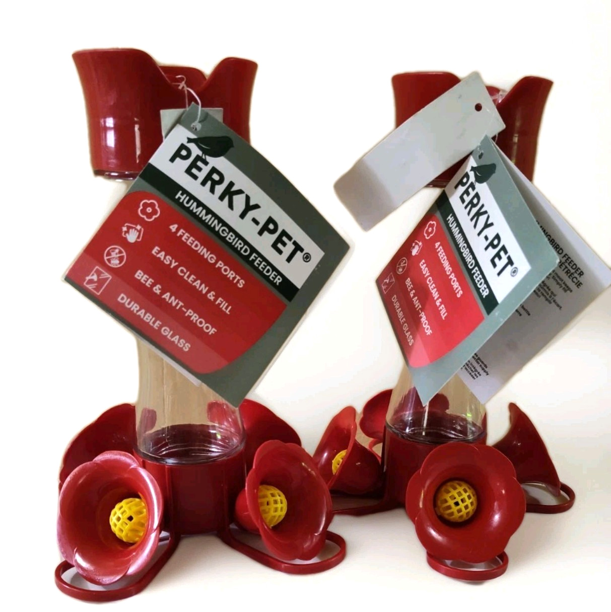 Perky-Pet Pinch Waist Glass Hummingbird Feeder Red 8oz 2-Pac...