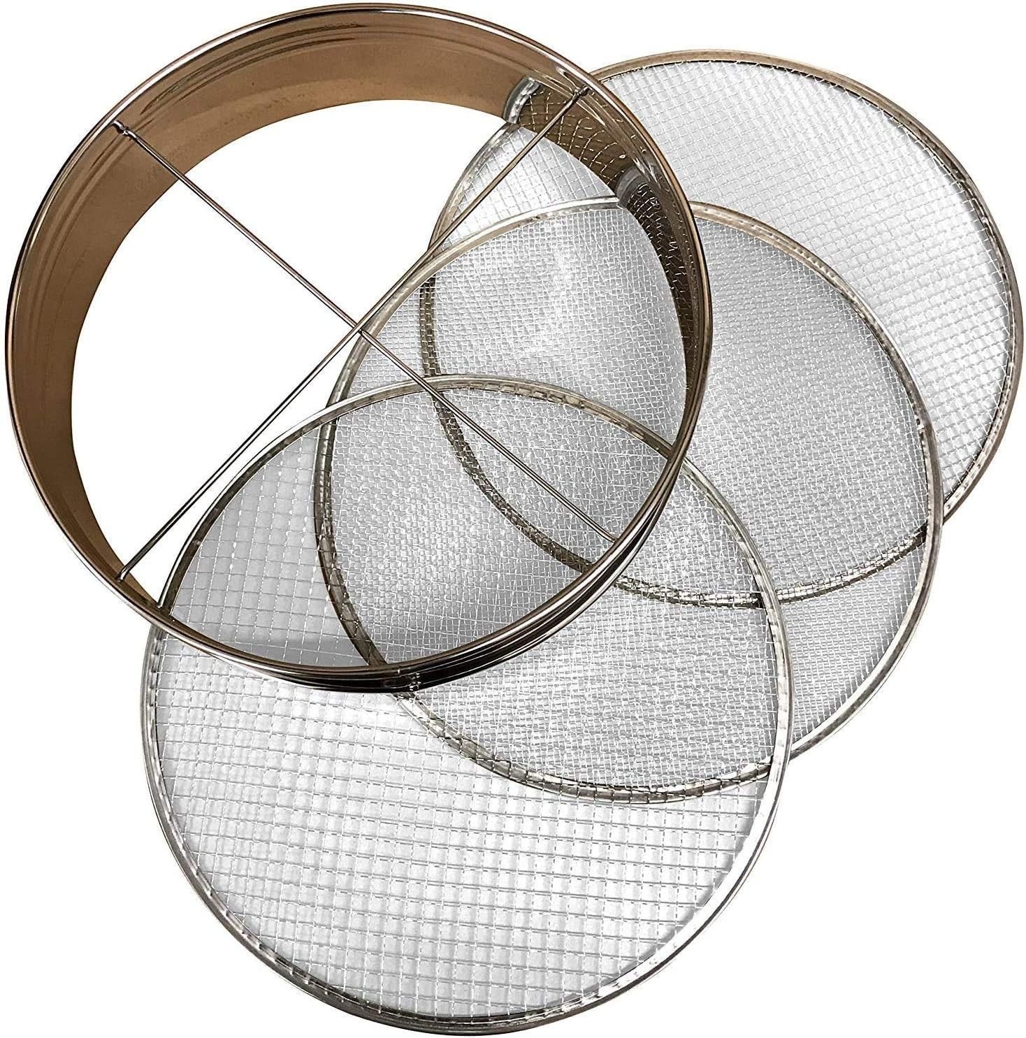 Stainless Steel Soil Sieve Set - 4 Pieces, 12 Inch Diameter...