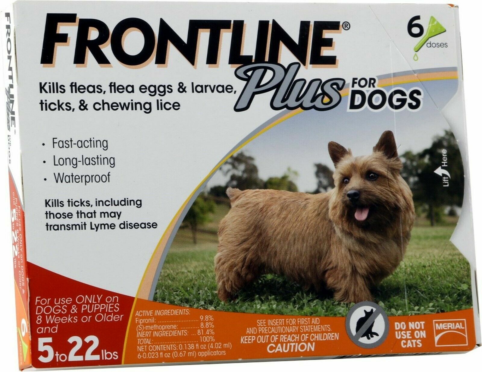 Frontline Plus Flea Tick Prevention Orange Box for Dogs (0-2...