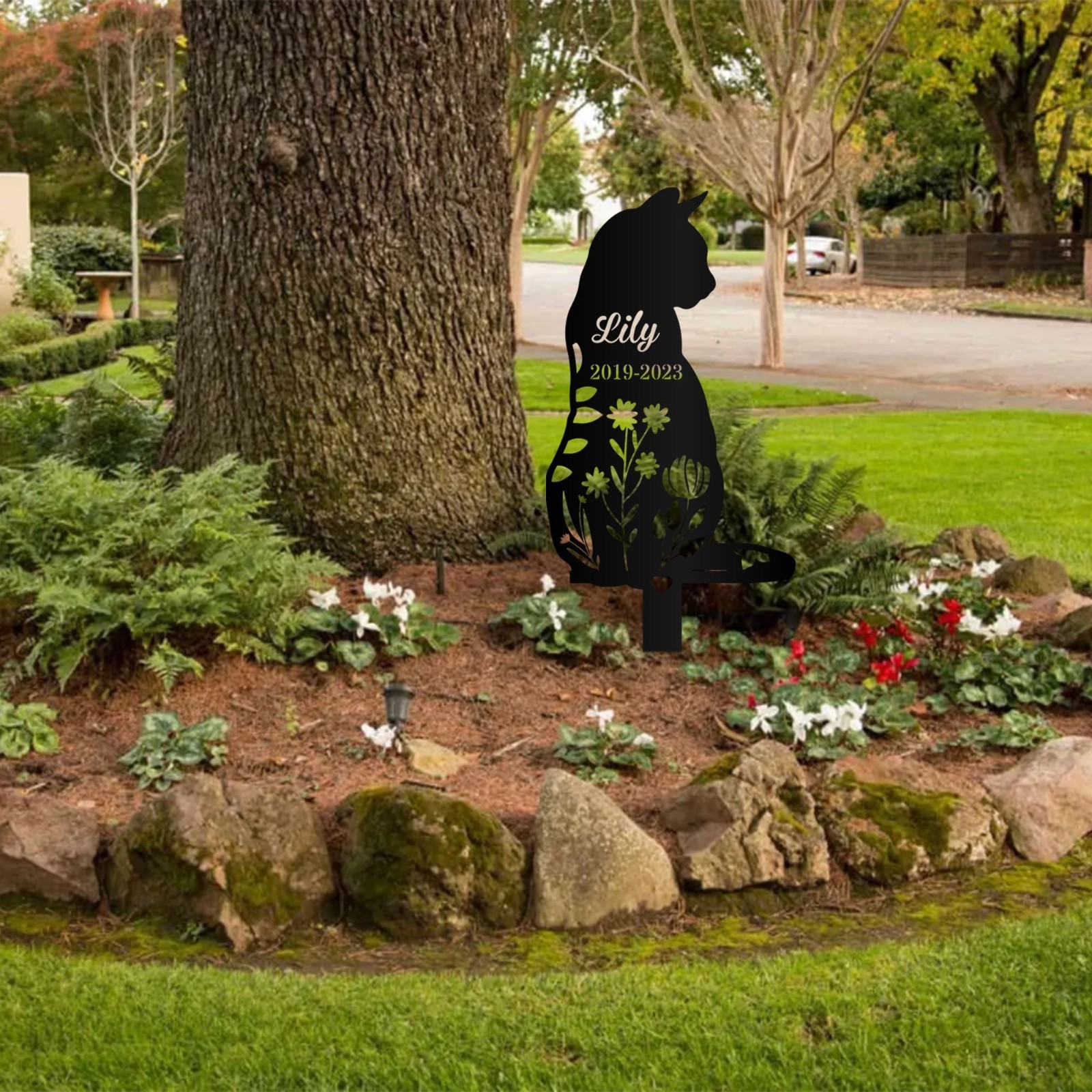 Custom Cat Memorial Garden Stake, Personalized Metal Pet Rem...