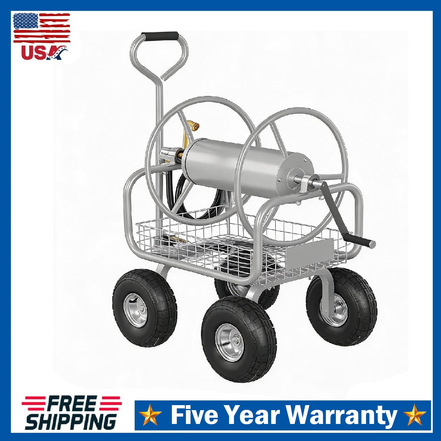 Heavy Duty Garden Hose Reel Cart - 300 FT Water Reel for Yar...