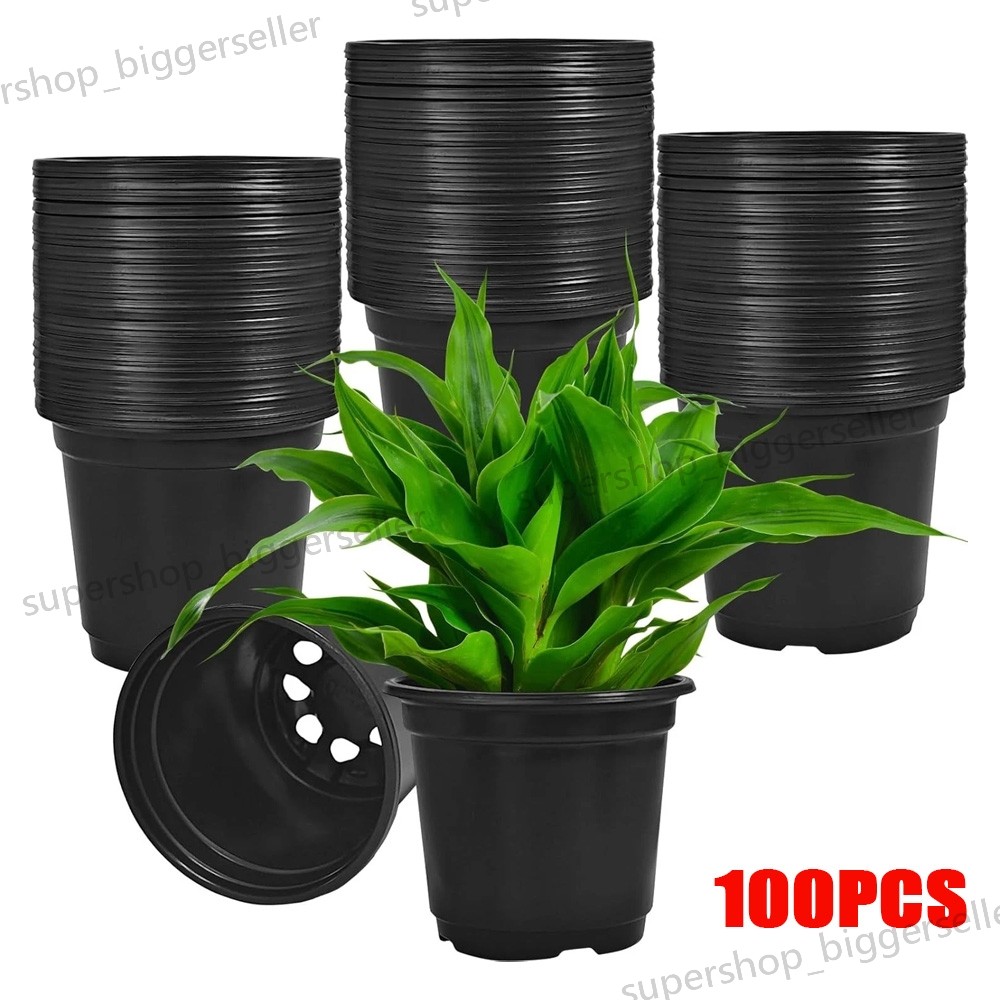 Plastic Nursery Pots Set - 100 Pieces, 4 Inch Size