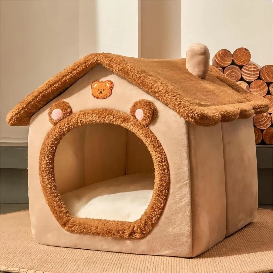 Dog House Kennel Pet Bed for Small Dogs, Winter Warm Plush C...