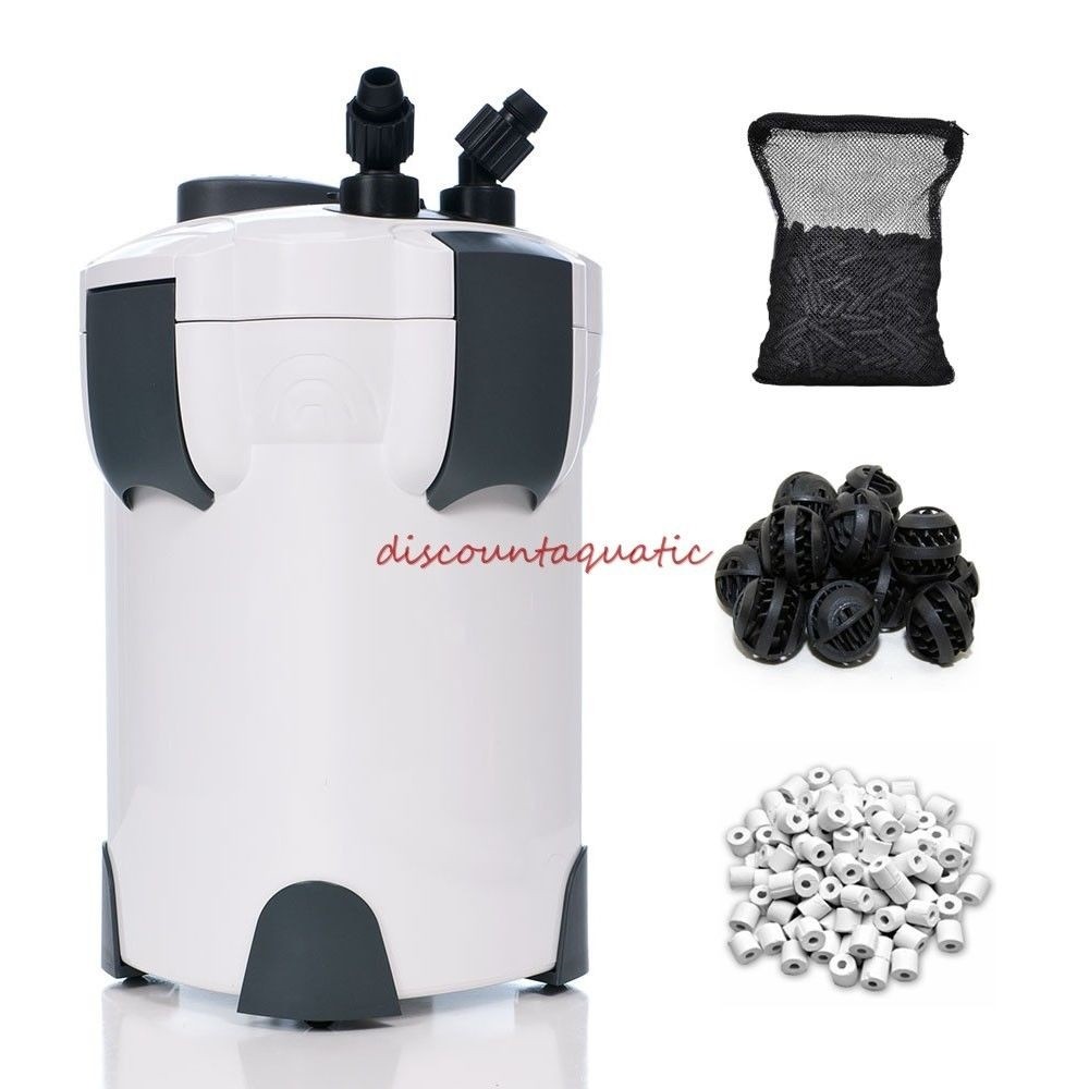 Aquarium Canister Filter & UV Sterilizer - 370 GPH Media Inc...