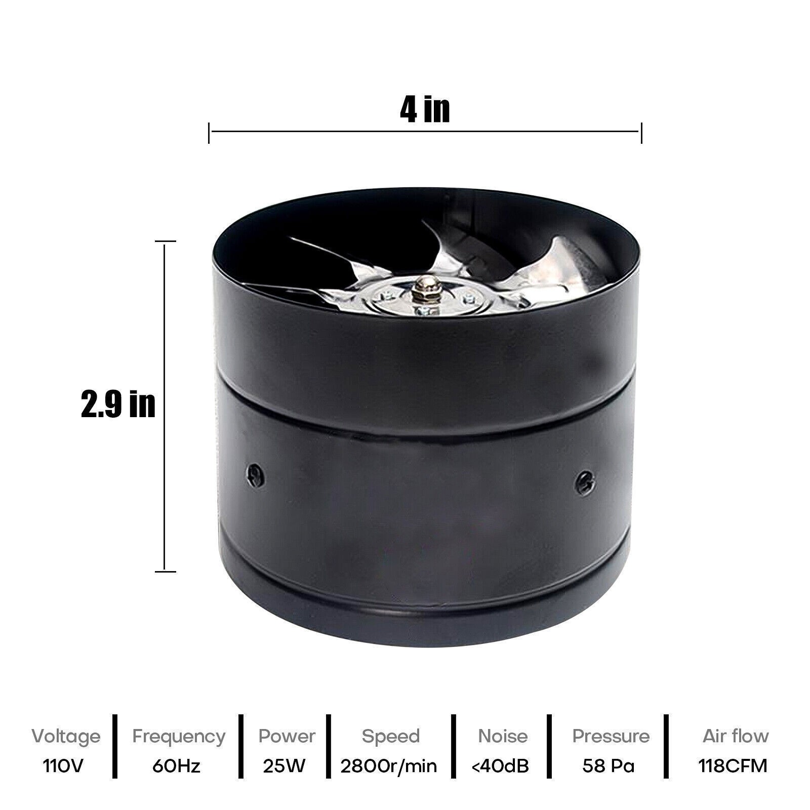 Ceiling Bathroom Vent Blower Fan - 4" to 10" Inline Duct Boo...