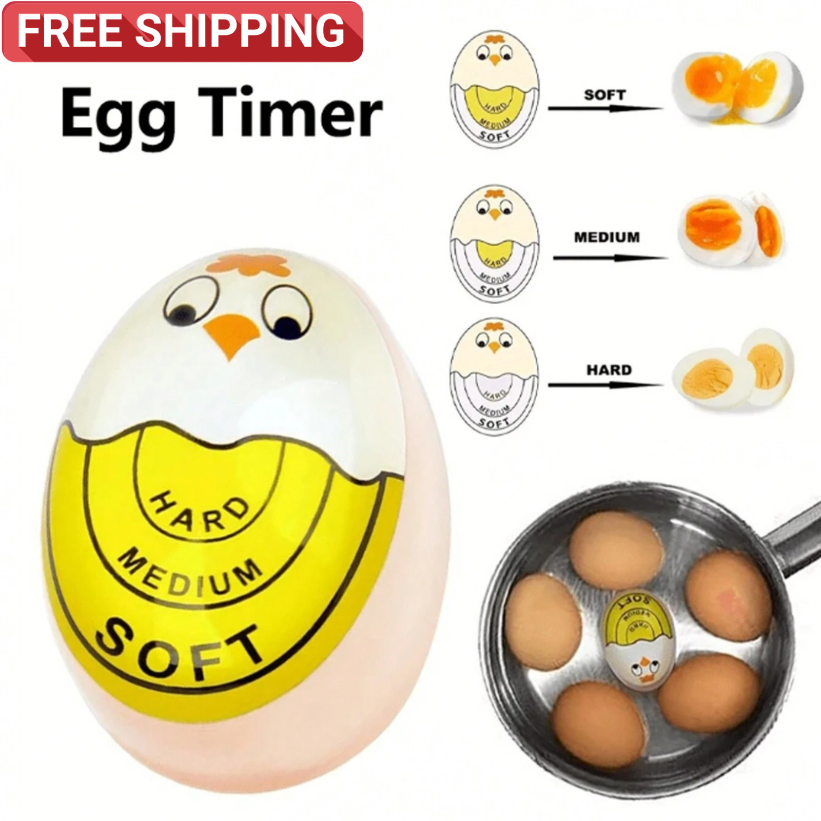 Color Changing Egg Timer for Hard and Soft Boiled Eggs