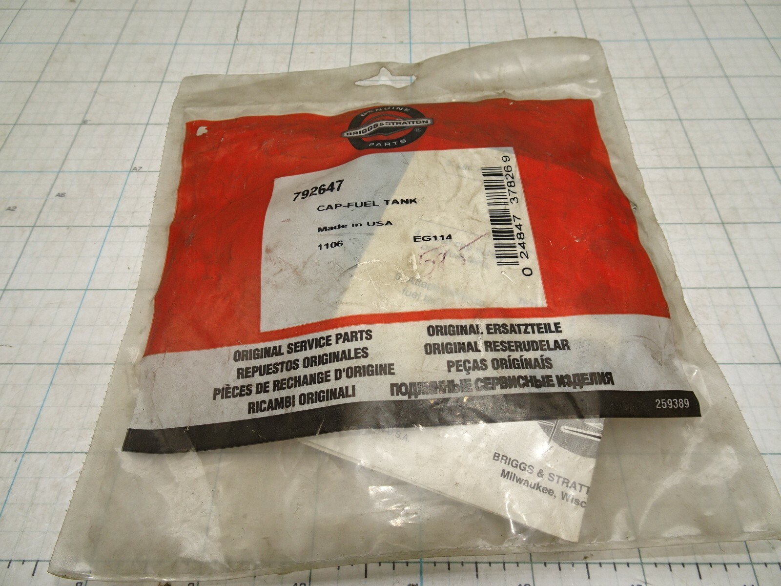 Briggs & Stratton 792647 Fuel Tank Cap Fresh Start OEM NOS