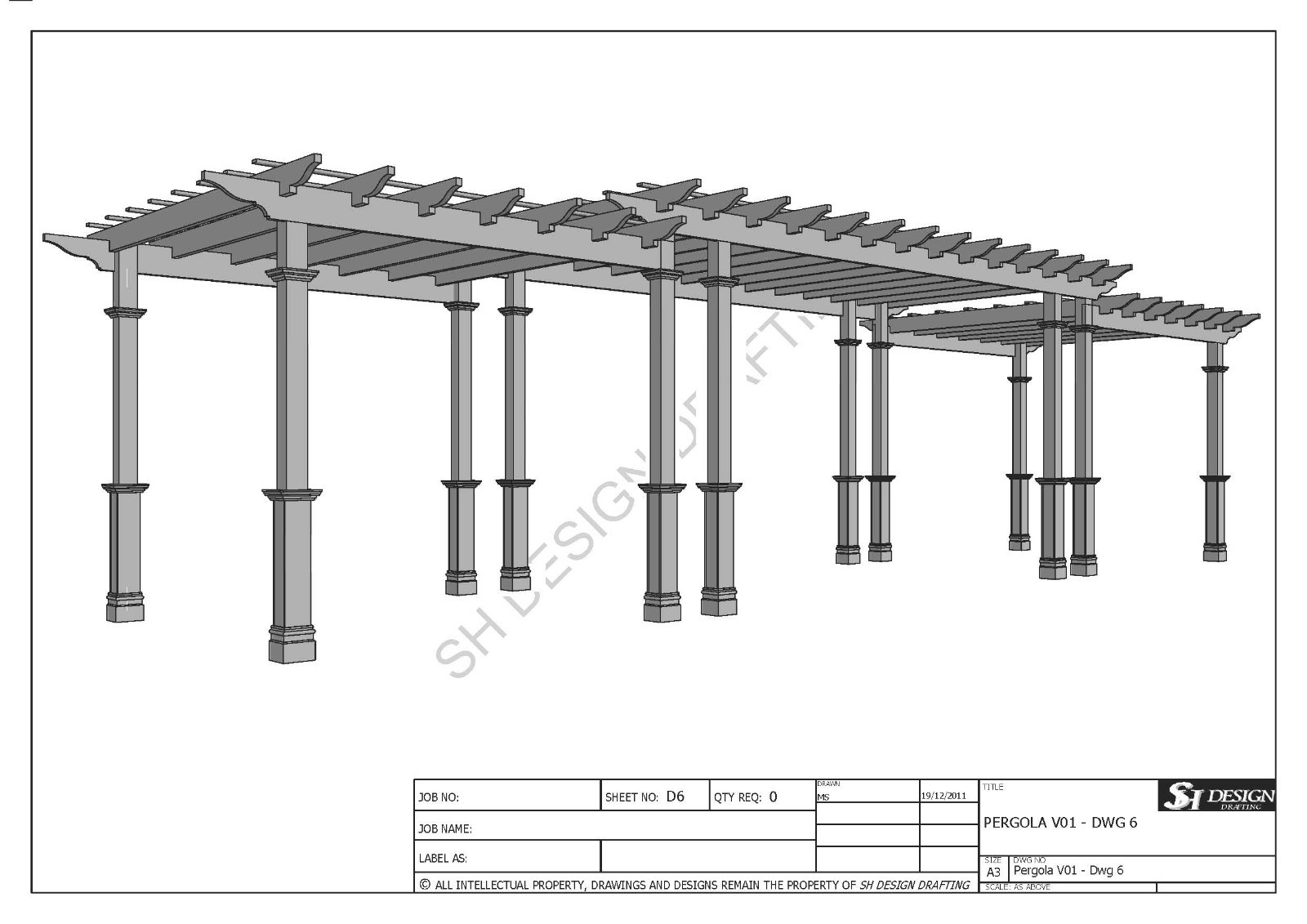 Pergola Outdoor Patio Cover - GRAPE VINE Design - 12x8 Feet