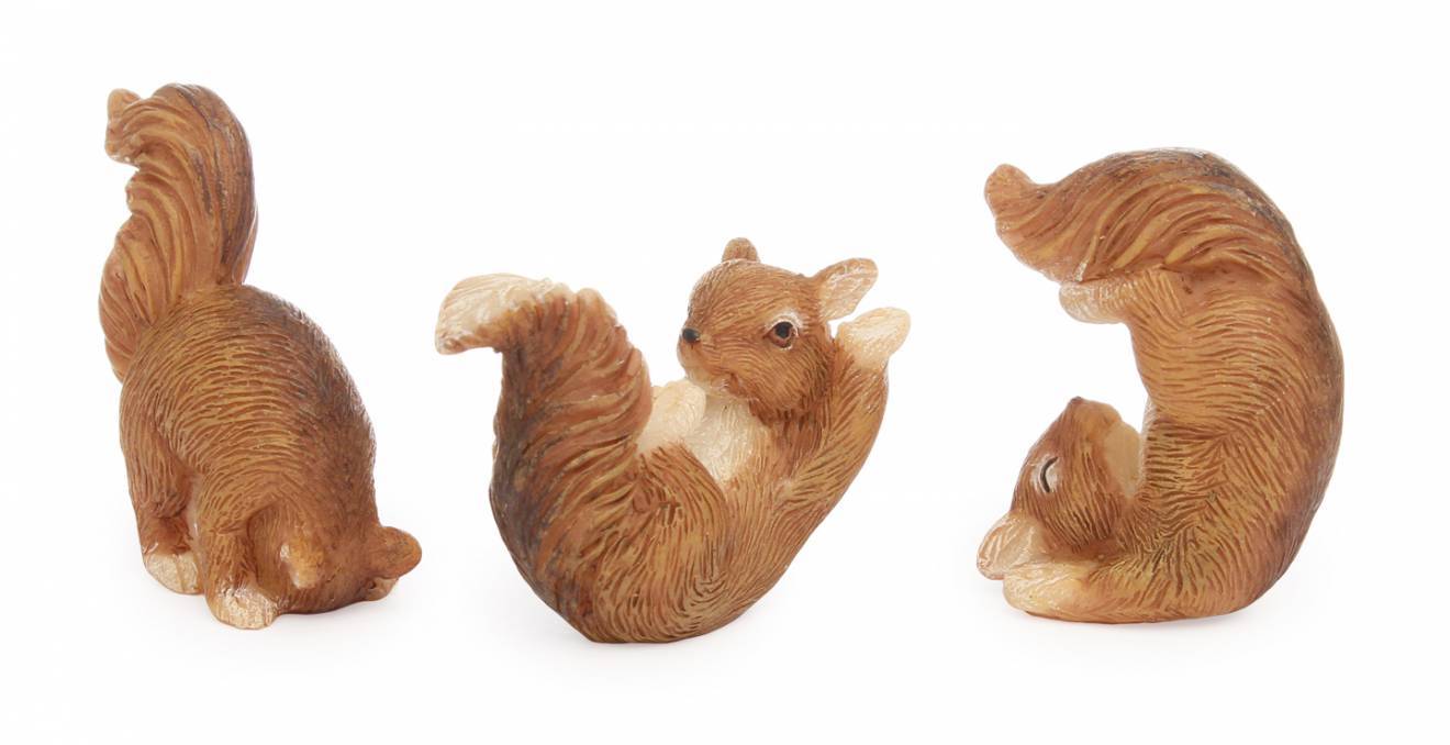 Miniature Squirrel Set - 3 Assorted Models for Fairy Garden