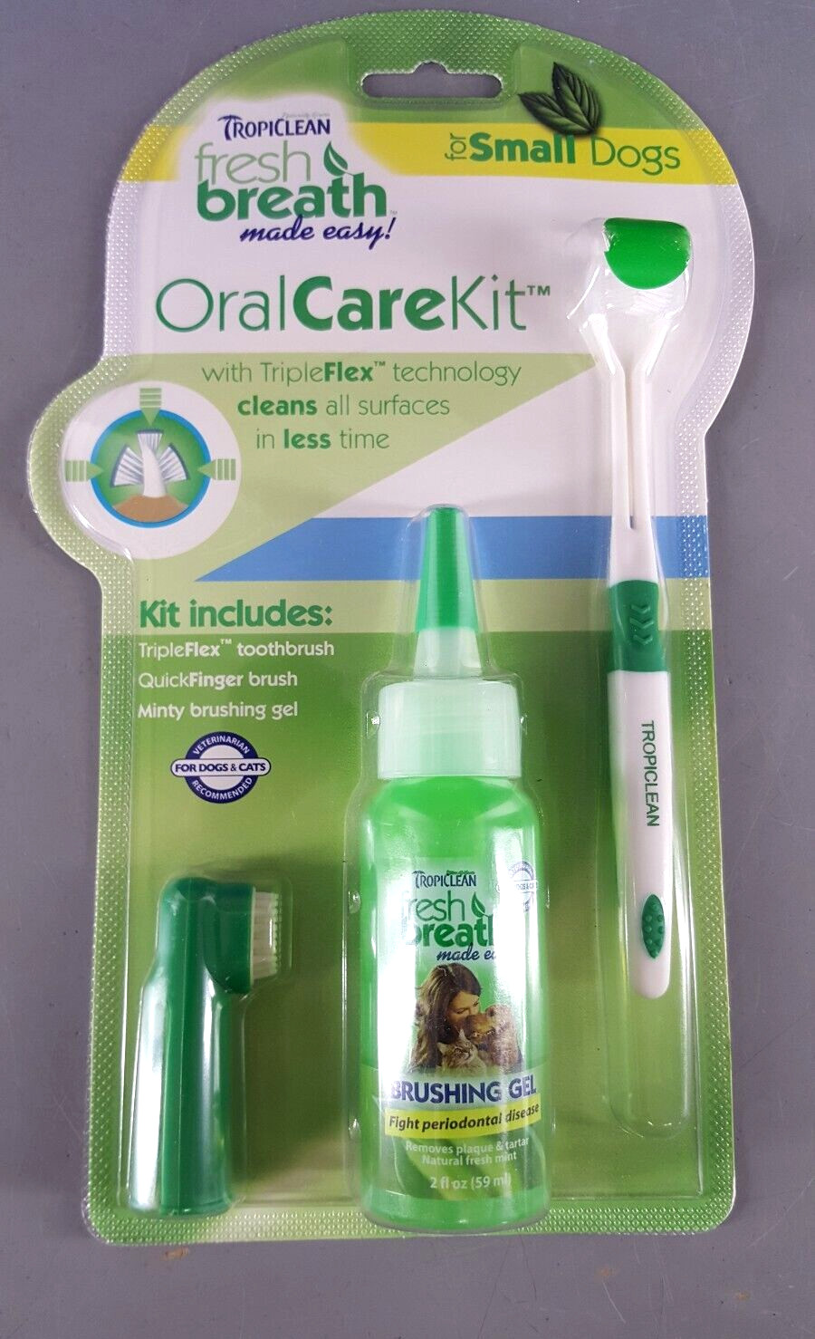 TropicalClean Small Dog Oral Care Kit - 2oz Brushing Gel Too...