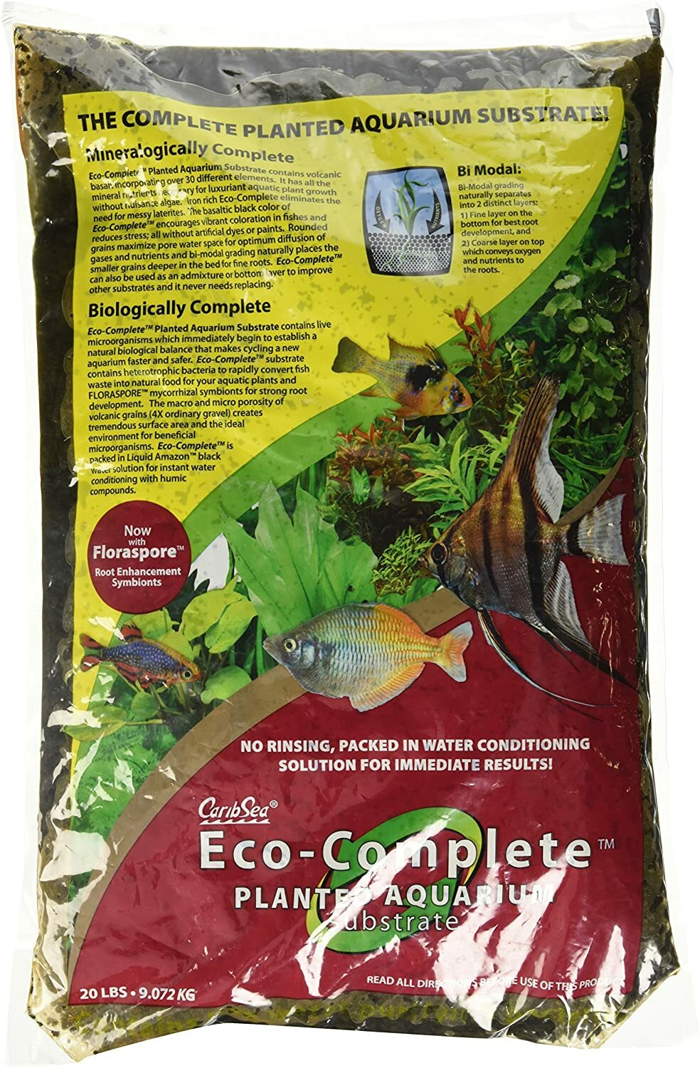 CaribSea Eco-Complete Planted Aquarium Substrate Black - 20...