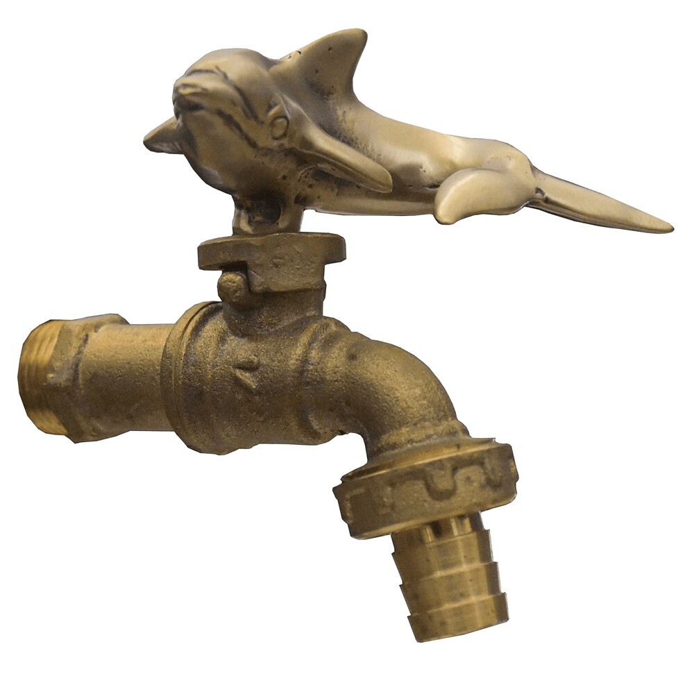 Vintage Dolphin Brass Garden Tap Faucet Home Decor Outdoor L...