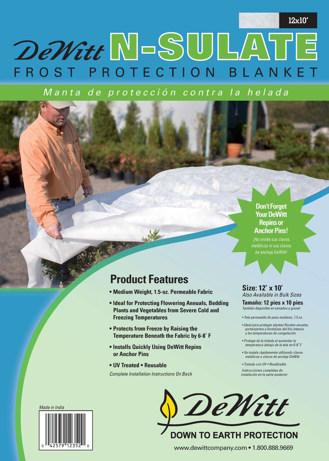 DeWitt Frost Protection Blanket - 10FT x 12FT - 1.5 oz Freez...