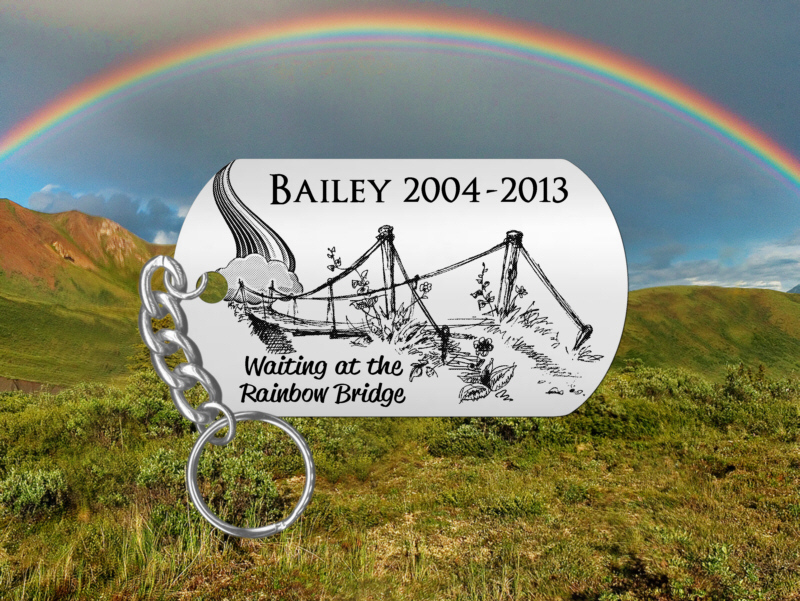 Rainbow Bridge Pet Memorial Keychain - Cat/Dog Personalized